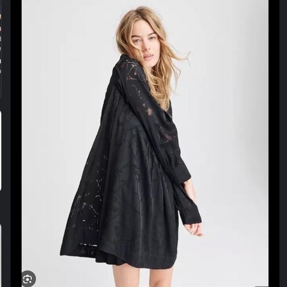 Rag and Bone Rubie Black Mini Dress Silk Blend M long Sleeve - Picture 2 of 8